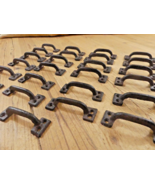 25 CAST IRON HANDLES RUSTIC DRAWER PULLS SMALL 3 1/2&quot; KITCHEN CABINET WI... - $64.77 CAD