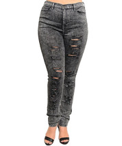 Bleu Jeans Ladies Distressed Skinny-Leg Jeans Black Mineral Washed Size XL - £23.14 GBP