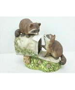 Vintage Homco Masterpiece Porcelain Hand Painted  Playing Raccoons/Mailb... - £19.12 GBP