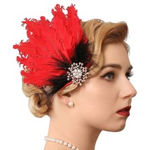 1920s Flapper Headpiece Feather Hair Clip Crystal Gatsby Headband Prom Party Hea - £24.96 GBP