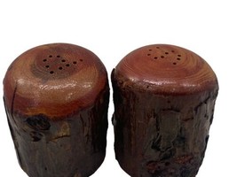 Vintage Miniature Wooden Log Salt and Pepper Shakers Mid Century - $9.89