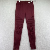 Umgee Womens Moto Jegging Pants Size Small Cranberry Red Zip Ankles Stretch - £15.81 GBP