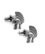 SPARTAN HELMET CUFFLINKS Ancient Greek Warrior Gray Wedding Groom NEW w ... - $221.17 MXN
