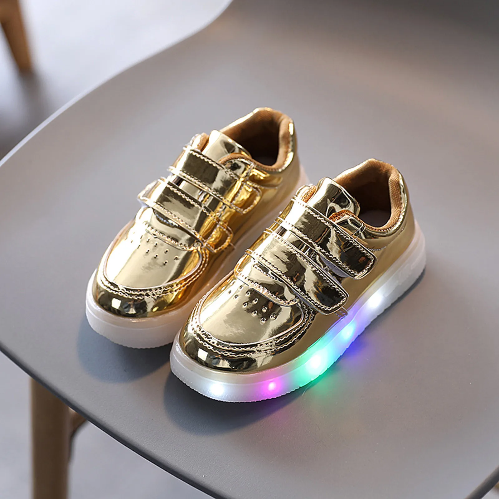 Children Casual Shoes With Light Led Boy Girls  2024Winter Reflective Surface Li - £116.07 GBP