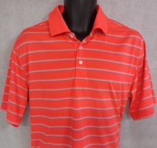Walter Hagen Polo Shirt Large Orange Stripe Golf Shirt - £13.33 GBP