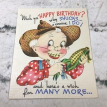 Vintage Birthday Card 50&#39;s Grandpa With Corn Used  - $11.88