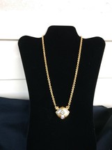 Vintage Avon Gold tone Necklace Mother of Pearl/ Rhinestone 18&quot; Free ship - $13.54 CAD