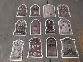 Halloween Cake Cupcake Toppers Cardboard Tombstones RIP 12pcs Decorations - $12.58
