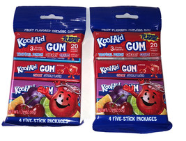 Ships N 24 HR-2 Packs KOOL-AID Fruit Flavored Bubble Gum Grape Trop Punch Cherry - £9.20 GBP