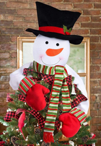 Christmas Tree Topper Snowman Hugger - Xmas Holiday Winter Wonderland Pa... - £23.34 GBP
