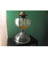 Oil Lamp With Vertical Thumbprint Design on Round Base w Burner Unit - $130.34 CAD