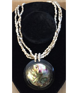 Vintage 1970s Hand Crafted Heishi Bead Triple Strand Abalone Embedded Bl... - $47.55 CAD