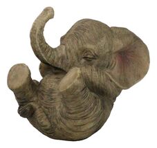 Whimsical Safari Savanna Baby Calf Elephant Cradling On Its Back Figurine - $18.99
