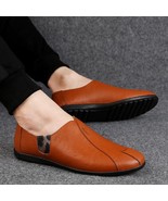 Men's Flats Shoes Slip on Summer Fashion Casual Leather Shoe - $72.12