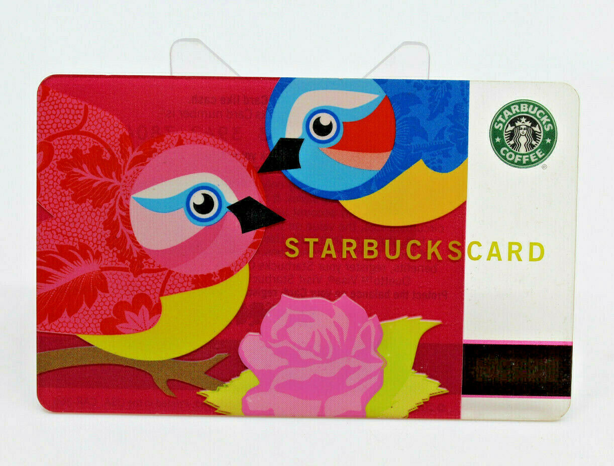 Primary image for Starbucks Coffee 2005 Gift Card Love Birds Rose Pink Blue Zero Balance No Value