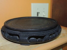 Wood Wooden 7.2&quot;+x8.75&quot; Stand Vase Pot Bowl Lamp Display poss Teak Vintage - $56.79 CAD