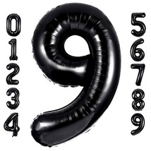 40 Inch Large Black Number 9 Balloon Extra Big Size Jumbo Digit Mylar Foil Heliu - £10.22 GBP