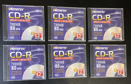 Lot 6 Memorex CD-R High Capacity 700MB 80 Min Professional Recordable Discs - £15.91 GBP