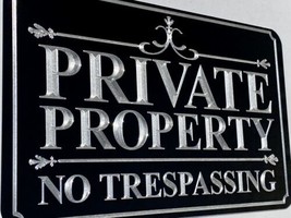 Engraved Private Property No Trespassing Metal 13x8 Keep Out Warning House Sign - £23.55 GBP