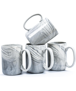 Marble 16 OZ Coffee Mugs, Set of 4 Novelty Ceramic Large Tea Cups with H... - £26.76 GBP
