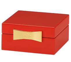 Kate spade Garden Drive Square Jewelry Box Red Lacquer Gold Trim 4x4&quot; Lenox New - £33.94 GBP