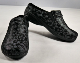 Therafit Black Gray Floral Molly Arch Support Leather Clog  Womens 8.5 /... - $69.99