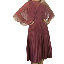 Vintage 80s Susan Wayne Maroon Midi A Line Dress Size 8 - £78.34 GBP