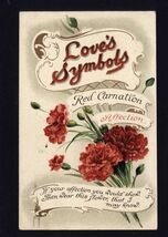 1912 LOVE'S SYMBOLS Red Carnation Affection - posted Stockton CA stamp m... - $4.90