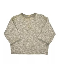Vintage Hand Knit Sweater Womens S Wool Crewneck 1/2 Sleeve Cropped Ringer - £18.63 GBP