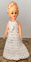 Vintage Doll w Blonde Hair, Traditional Crochet Dress, Shoes-Open &amp; Close Eyes - £11.08 GBP