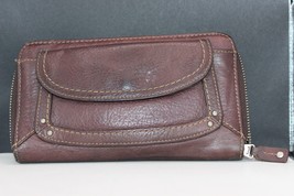 NWT Fossil Montreal Zip Around Clutch Dark Brown Leather Org $34.99 - $28.49