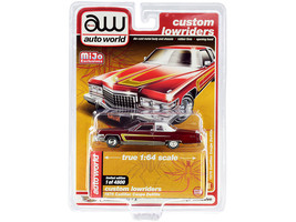 1976 Cadillac Coupe DeVille Burgundy and White with Chrome Wheels &quot;Custom Lowrid - £15.57 GBP