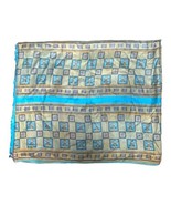 Vintage Blue Gold Silk Fabric 2.75 Yards 45&quot; Indian Belly Dancer For Dre... - £51.70 GBP