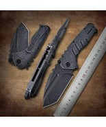 AUS-8 Steel Folding Knife - Black Handle EDC Pocket Knife for Camping Ta... - $889.57 MXN