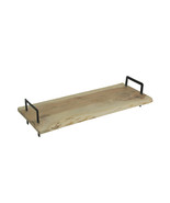 Rectangle Live Wood Edge Serving Tray Stand With Metal Handles Charcuter... - £37.48 GBP