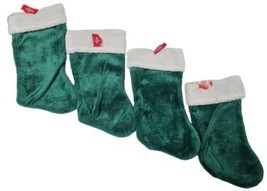 17.5” Christmas Stocking : Green &amp; White Velvety Plush Faux Fur - PACK OF 4 - £13.75 GBP