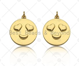 Gold Filled Smiley Face Shape Pendant, 18K Gold Filled Medallion Charm, - $2.90