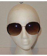 Vintage Gold Frame Brown Gradient Oversized Round Sunglasses Retro Chic - $20.73 CAD
