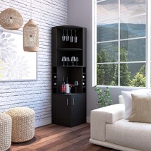 Kava Black Corner Bar Cabinet with 8-Bottle Wine &amp; Glass Rack - $6,372.35 MXN