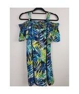 Rose &amp; Olive Cold Shoulder Dress Small Womens Tropical Midi Pockets Mult... - £23.71 GBP