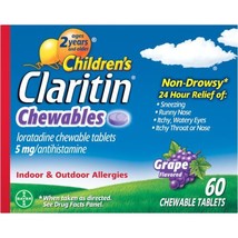 Children&#39;s Claritin Chewables 24 HR Children Allergy Medicine, Grape, 60... - £23.27 GBP