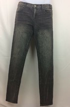 Les Halles Women&#39;s Jeans Black Acid Wash Skinny Leg Destressed Mid Rise ... - $31.88