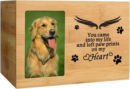 Pet Memorial Bamboo Urn for Ashes Cat Dog Memory Box Keepsake Photo Frame ~NEW~ - £21.57 GBP