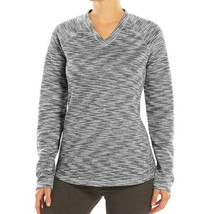 Tek Gear Fleece Shirt Pullover Top Gray Womens Size XS Athletic Patterned V-Neck - $9.89