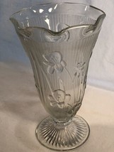 9 Inch Crystal Iris And Herringbone Vase Depression Glass Mint Lot G - $24.99