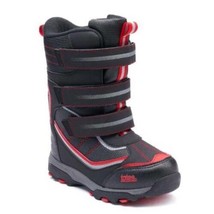 Boys Snow Boots Totes Winter Waterproof Black Red Synthetic-sz 5 - £30.32 GBP