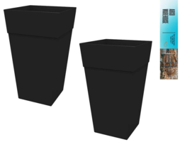 Tapered Tall Planter 25&quot;H x 14.65&quot;W x 14.65&quot;D Resin Black - Bloem 2-PK (... - $24.74