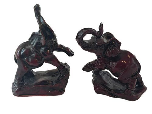 Primary image for Handcrafted Red Resin Elephant Figurine Lacquer Chinese Statue Bull Elephant Lot
