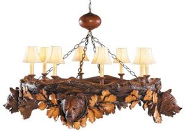 Chandelier MOUNTAIN Lodge 4 Aspen Bear Head 8-Light Chocolate Brown Resin - £4,658.57 GBP