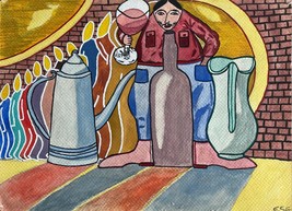 Vintage 1980 Racist Drunker watercolor by ESG Wine &amp; Candles - £77.76 GBP